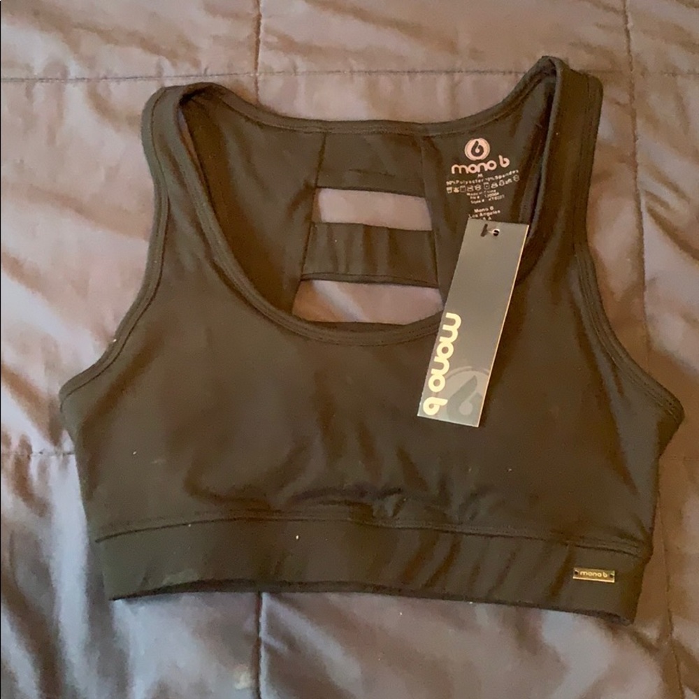 Mono B black crop top with ladder cut out back